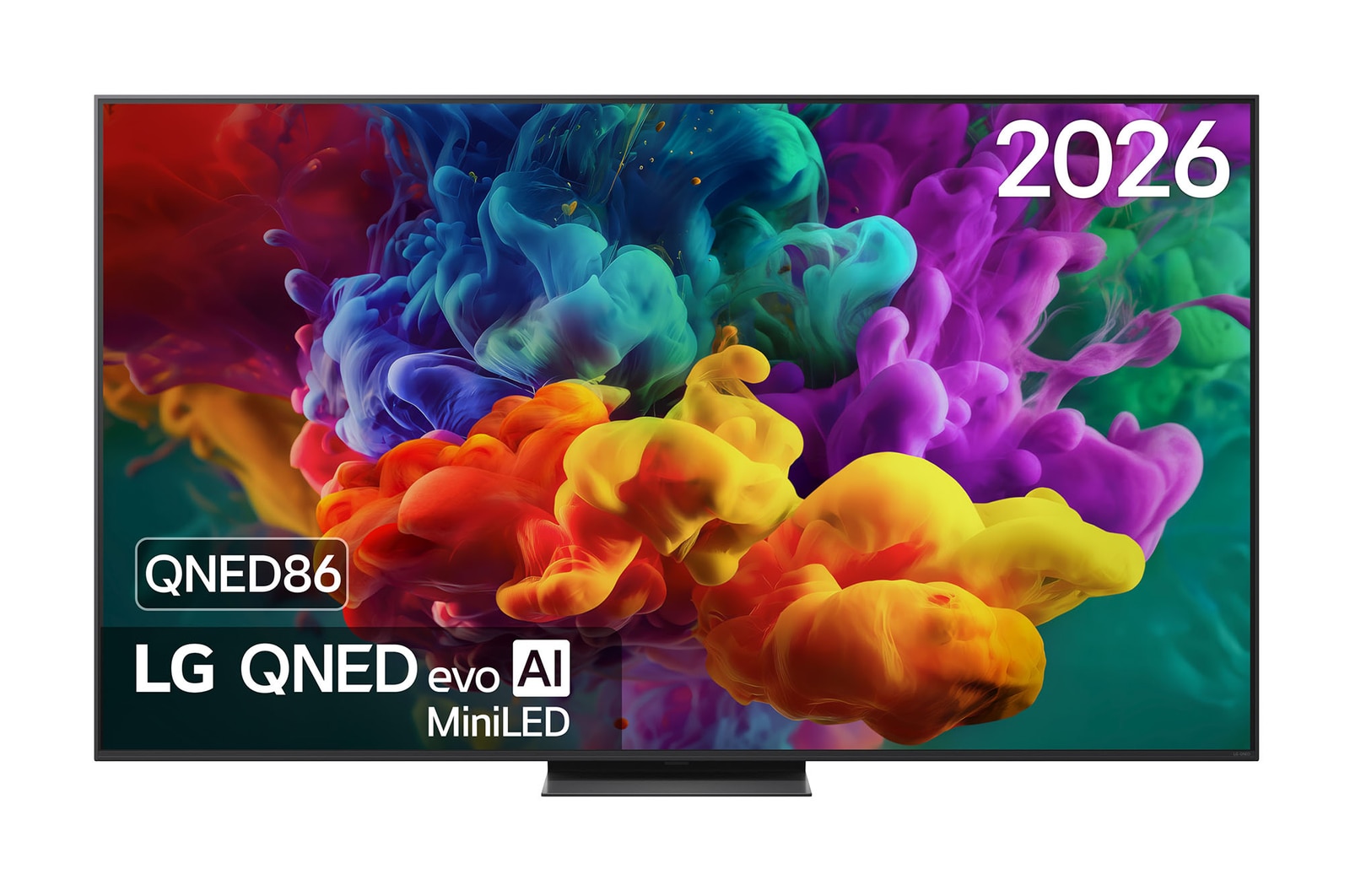 Vooraanzicht van 75 inch LG QNED evo AI QNED86 Mini LED 4K Smart TV 2026 75QNED86B6B